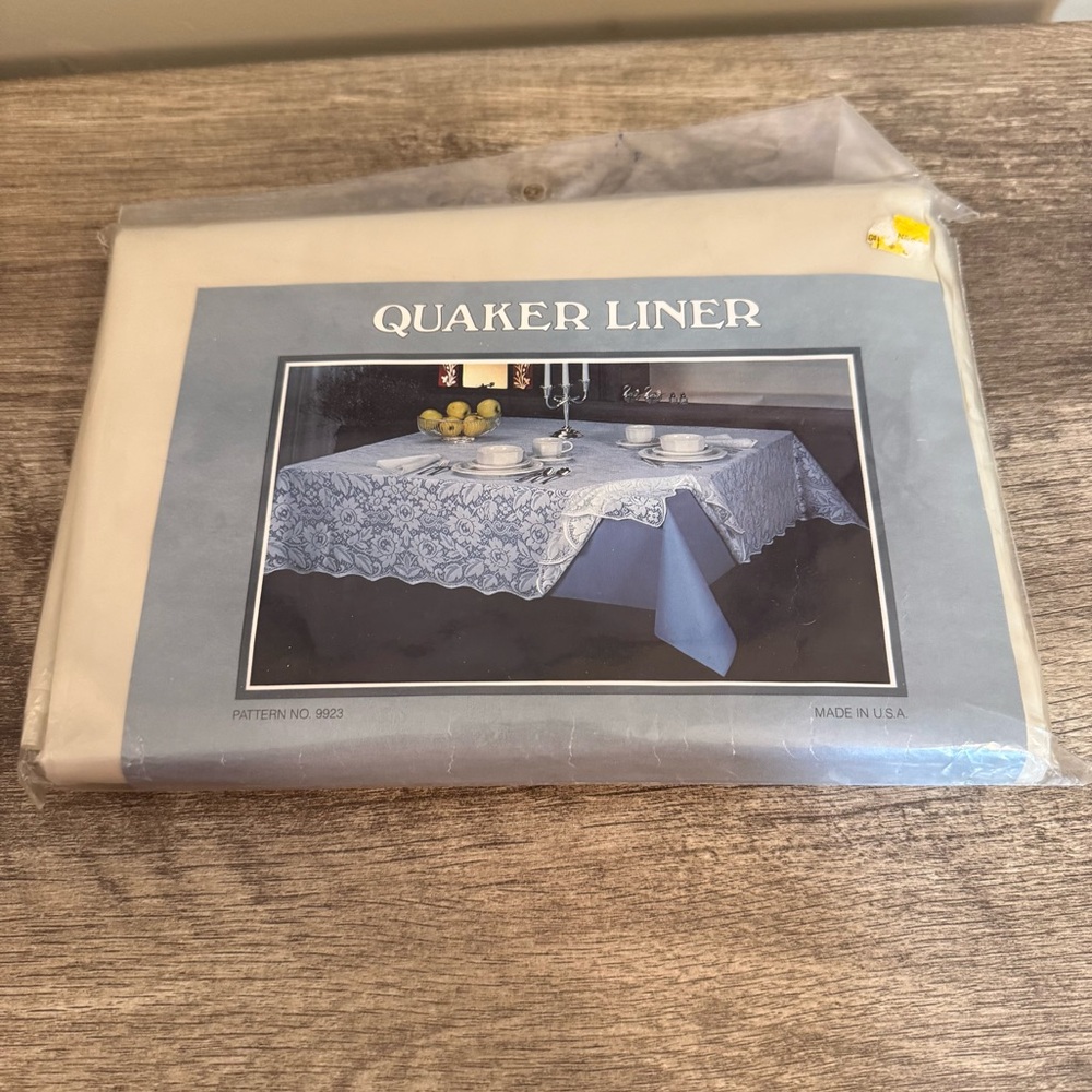 Vintage Quaker Plastic Tablecloth Liner Color is Bone 60x102” Never Used